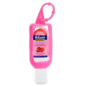 Higeen Hand Sanitizer Gel With Vitamin Beads Silicone Holder Red Fruits 50ml