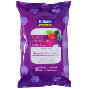 Higeen Antibacterial Wet Wipes Berry Gorgeous, With Raspberry & Blueberry 15 Sheet
